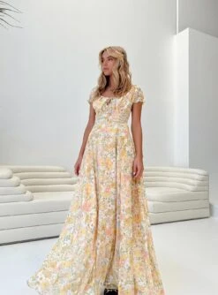 Princess Polly Masuda Maxi Dress Yellow Floral