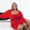 Princess Polly Lillie Long Sleeve Mini Dress Red Curve -Polly Store 0 modelinfo riley us14 a651b93b 500b 4170 9f17 e1e0936e2219