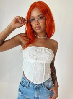 Princess Polly Avondale Strapless Top White