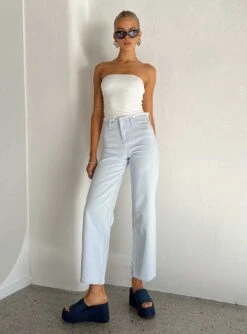 Princess Polly Layton Straight Leg Light Wash Jean Denim