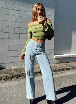 Princess Polly Booran Wide Leg Light Wash Denim Jean