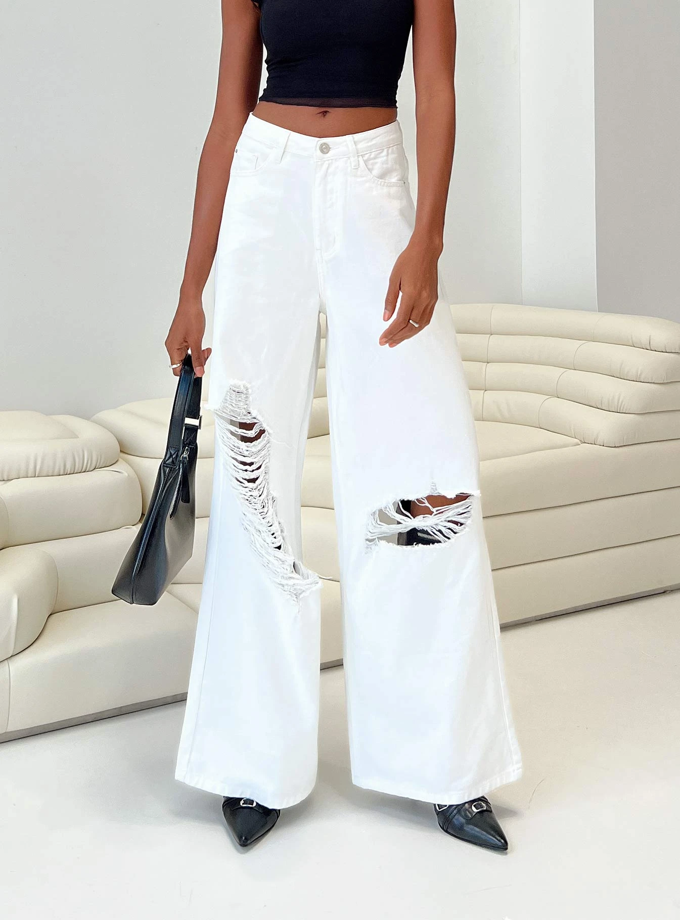 Princess Polly Chavez Wide Leg Jeans White Denim 3 Princess Polly Chavez Wide Leg Jeans White Denim