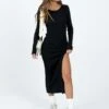 Fitro Long Sleeve Maxi Dress Black -Polly Store 1 modelinfo elise us2 65dec5c2 6b4a 446a ae60 44760778245f