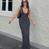 Princess Polly Nellie Maxi Dress Black Polka Dot -Polly Store 1 modelinfo emilyfernandezz us6