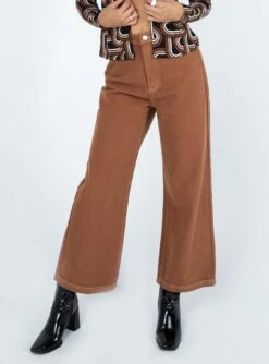 Princess Polly Murphy Straight Leg Denim Jeans Brown
