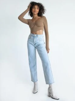 Princess Polly Carla Light Wash Wide Leg Denim Jeans