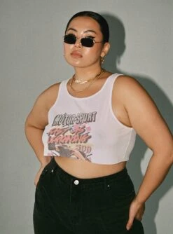 Moto Club Singlet White Curve