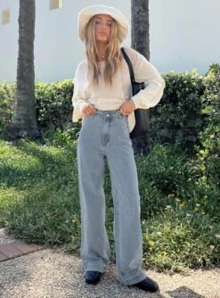 Princess Polly Tari Wide Leg Jeans Light Wash Denim