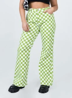 Princess Polly Jessica Checkboard Jeans Green -Polly Store 1 1bf3a77b dca8 46fa a598 f34036755aca