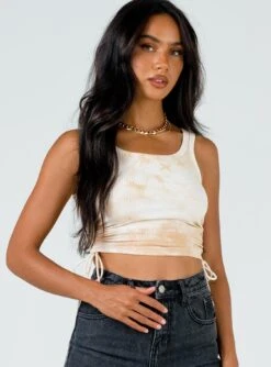 Princess Polly Madelyn Top Tie Dye Beige