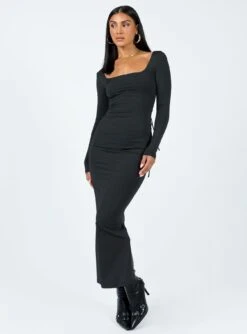 Princess Polly Burlington Long Sleeve Maxi Dress Black -Polly Store 2 modelinfo Christy us2 9b6cc4fd 9c4e 43d7 ac95 dafb8d6b7d65