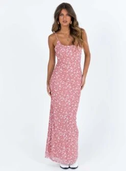 Knox Maxi Dress Pink Floral -Polly Store 2 modelinfo elise us2 03a35649 6002 4cfc ab56 5a1e2c1cb47f
