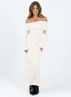 Louden Off The Shoulder Maxi Dress Cream -Polly Store 2 modelinfo elise us2 2fb85b34 38b0 4d39 9493 0ed3ca553980