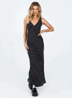 Princess Polly Nellie Maxi Dress Black Polka Dot -Polly Store 2 modelinfo emma us2 feafe9e5 b358 490b 805e d60ae6987999