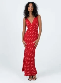 Princess Polly Nellie Maxi Dress Red Polka Dot -Polly Store 2 modelinfo kristen us2 5a202900 4ea6 41c6 a84d abb74303b654