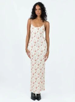 Princess Polly Knox Maxi Dress Beige Floral -Polly Store 2 modelinfo kristen us2 d7d684b6 4a94 434c 94ea e0ecc7c91576