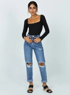 Princess Polly Hayden Knee Rip Jeans Mid Wash Denim -Polly Store 2 c53f038b d234 4674 9691 0d53b2d07339