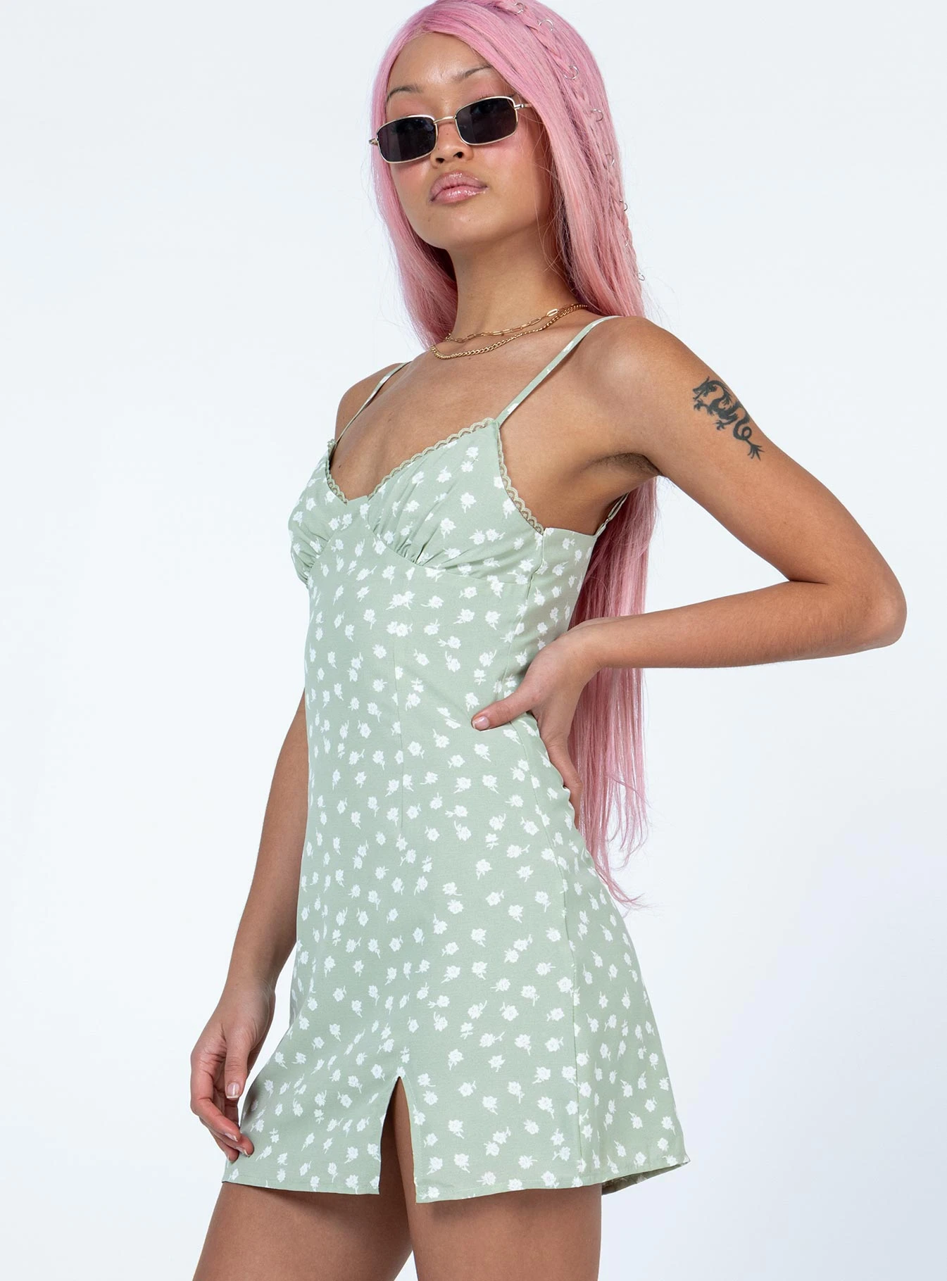 Princess Polly Remia Mini Dress Green 6 Princess Polly Remia Mini Dress Green - Image 4