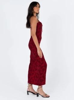 Princess Polly Noda Maxi Dress Burgundy -Polly Store 3 modelinfo josie us2 8c07d897 e5bc 42b5 a354 f01400cdd29c