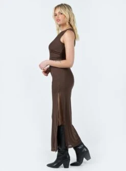 Brenly Mesh Maxi Dress Brown -Polly Store 3 modelinfo susanna us4 888ae798 14cb 454a 9583 8b88e2971b35