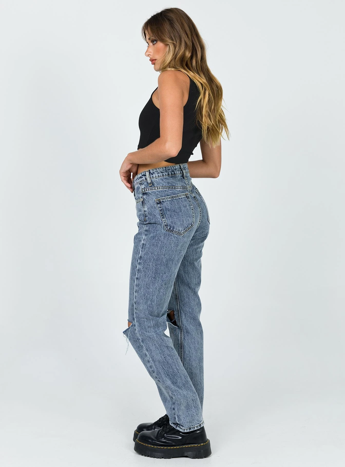 Princess Polly Intentions Straight Leg Knee Rip Denim Jean 6 Princess Polly Intentions Straight Leg Knee Rip Denim Jean - Image 4