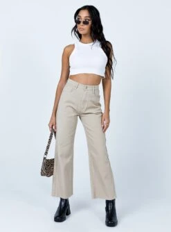 Princess Polly Cece Hammer Wide Leg Jeans Beige Denim -Polly Store 3 22435fb7 8460 41e9 bf83 0b85e6128c4b