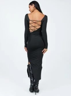 Princess Polly Burlington Long Sleeve Maxi Dress Black -Polly Store 4 modelinfo Christy us2 b92f3a4d c3f9 4a00 b9ac 3a636301ce82