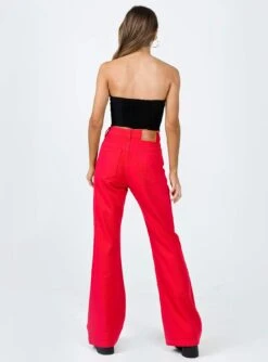 Princess Polly Cabarita Lounge Denim Jeans Red -Polly Store 4 modelinfo elise us2 d1b26648 6f80 428a b0a9 ece95f76a24d