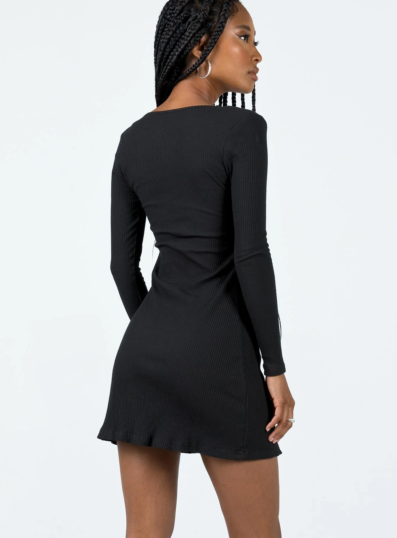 Princess Polly Normandy Long Sleeve Mini Dress Black 6 Princess Polly Normandy Long Sleeve Mini Dress Black - Image 4