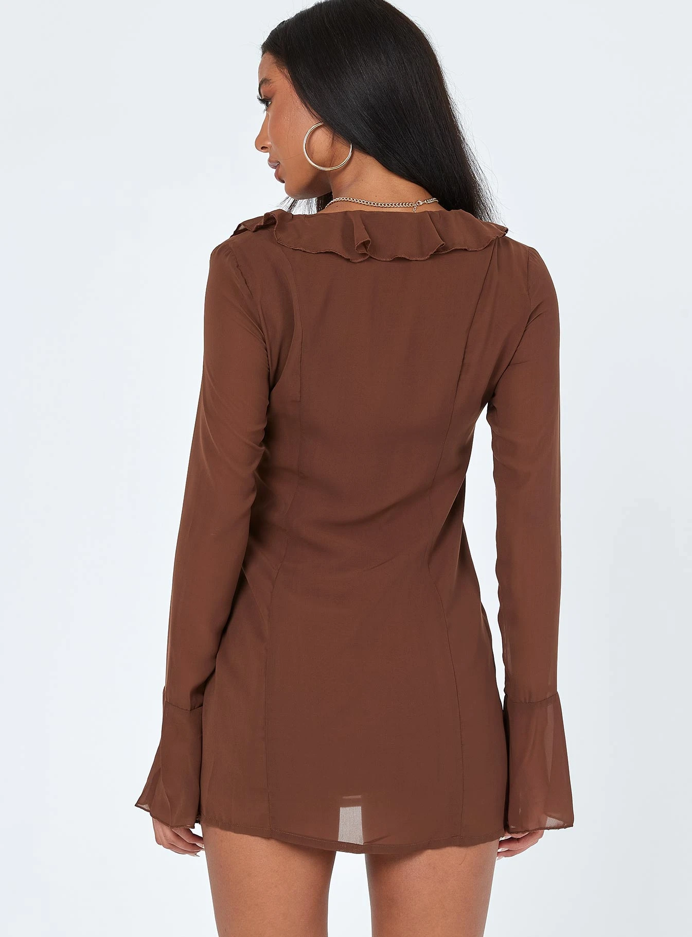 Princess Polly Theo Mini Dress Brown 6 Princess Polly Theo Mini Dress Brown - Image 4