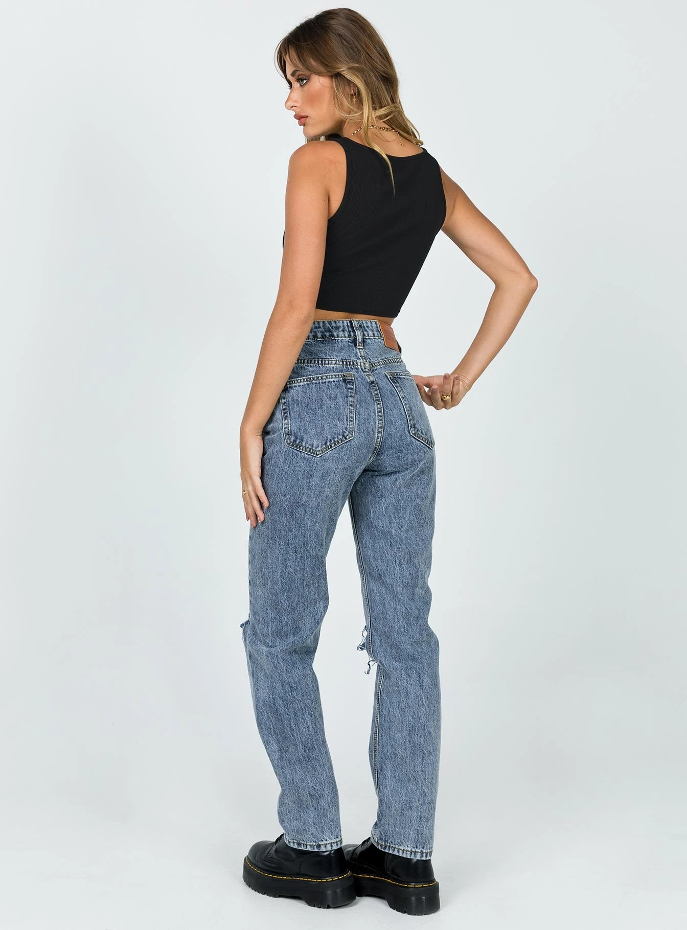 Princess Polly Intentions Straight Leg Knee Rip Denim Jean 7 Princess Polly Intentions Straight Leg Knee Rip Denim Jean - Image 5