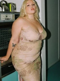 Down For The Ride 90's Slip Maxi Dress Multi Curve -Polly Store 5 modelinfo Krysten us16