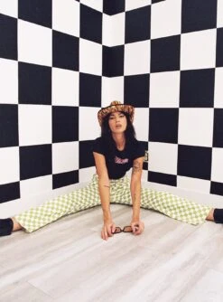 Princess Polly Jessica Checkboard Jeans Green -Polly Store JESSICA CHECKERBOARD JEANS GREEN 1