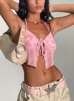 Motel Shara Top Butterfly Pink Flock