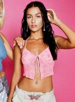 Motel Shara Top Butterfly Pink Flock -Polly Store SHARA TOP BUTTERFLY PINK FLOCK MODEL LENTEISABELLAHUGEN 2