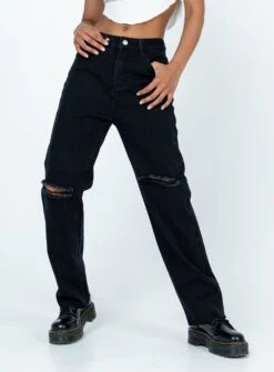 Princess Polly Costa Brava Mom Denim Jeans Black